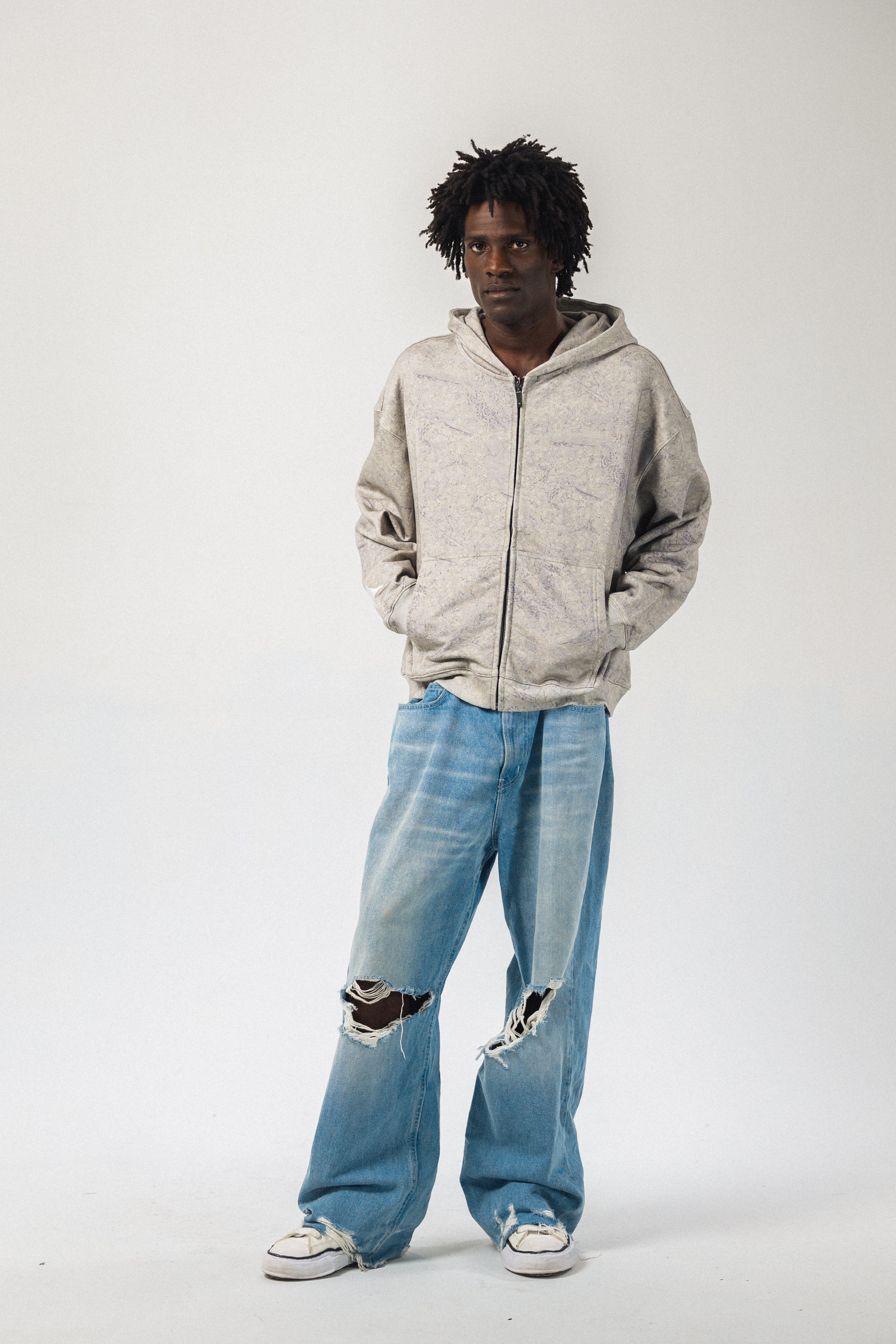 Washout Camo Boxy Zip Hoodie