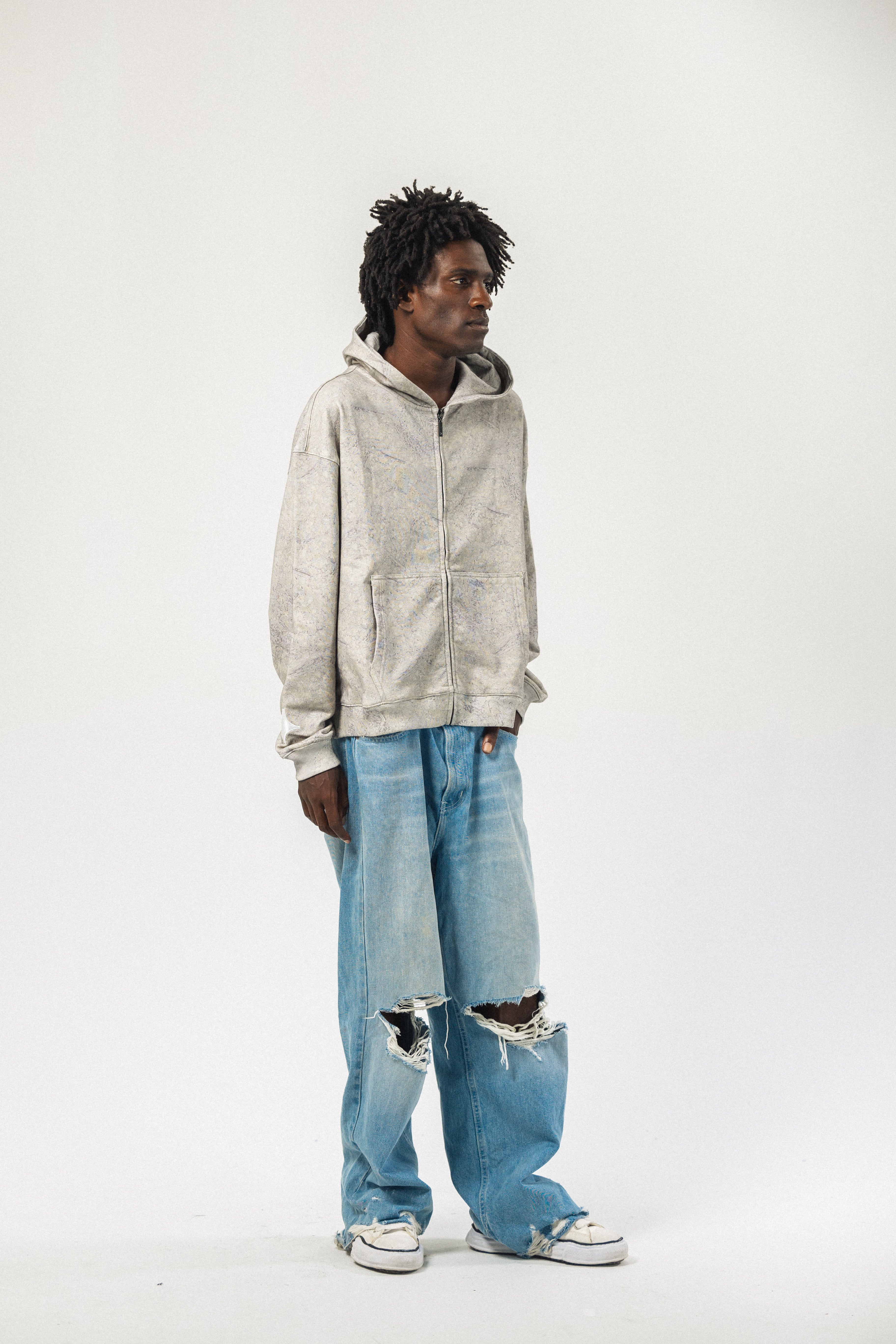 Washout Camo Boxy Zip Hoodie